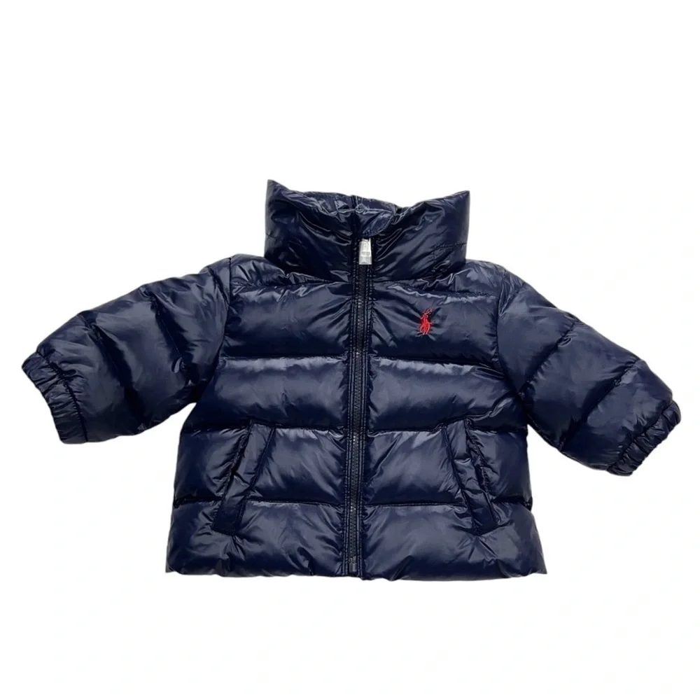Ralph Lauren Size 3 Months Down Puffer Snowsuit Navy Blue Jacket Pants New NWT